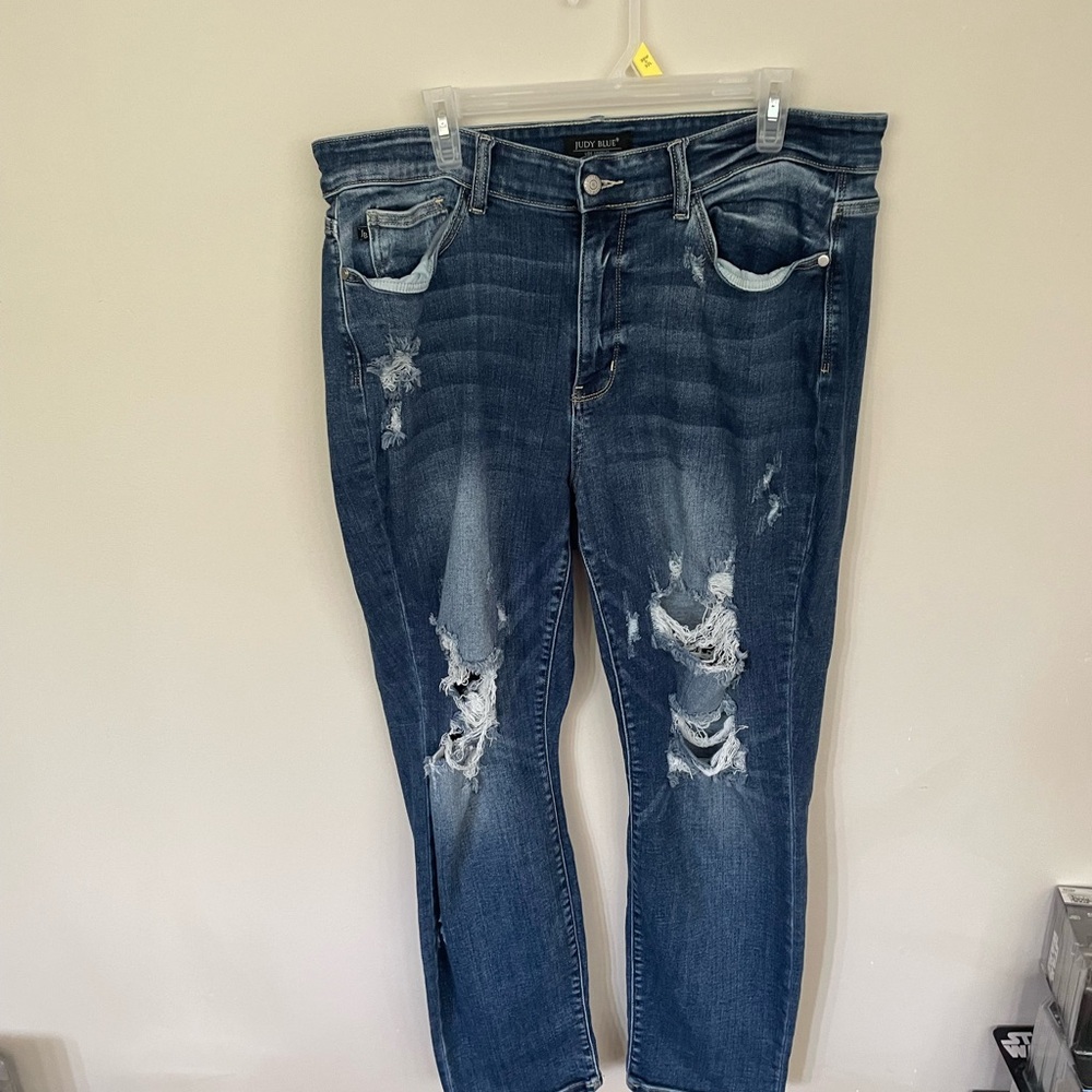 Judy Blue Boyfriend Jeans Distressed Blue Casual